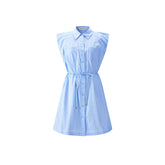 Women's Striped Dress with Structured Sleeves